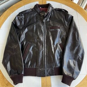Vintage Members Only Leather Bomber Jacket 42 Dark Burgundy Aviator Top Gun